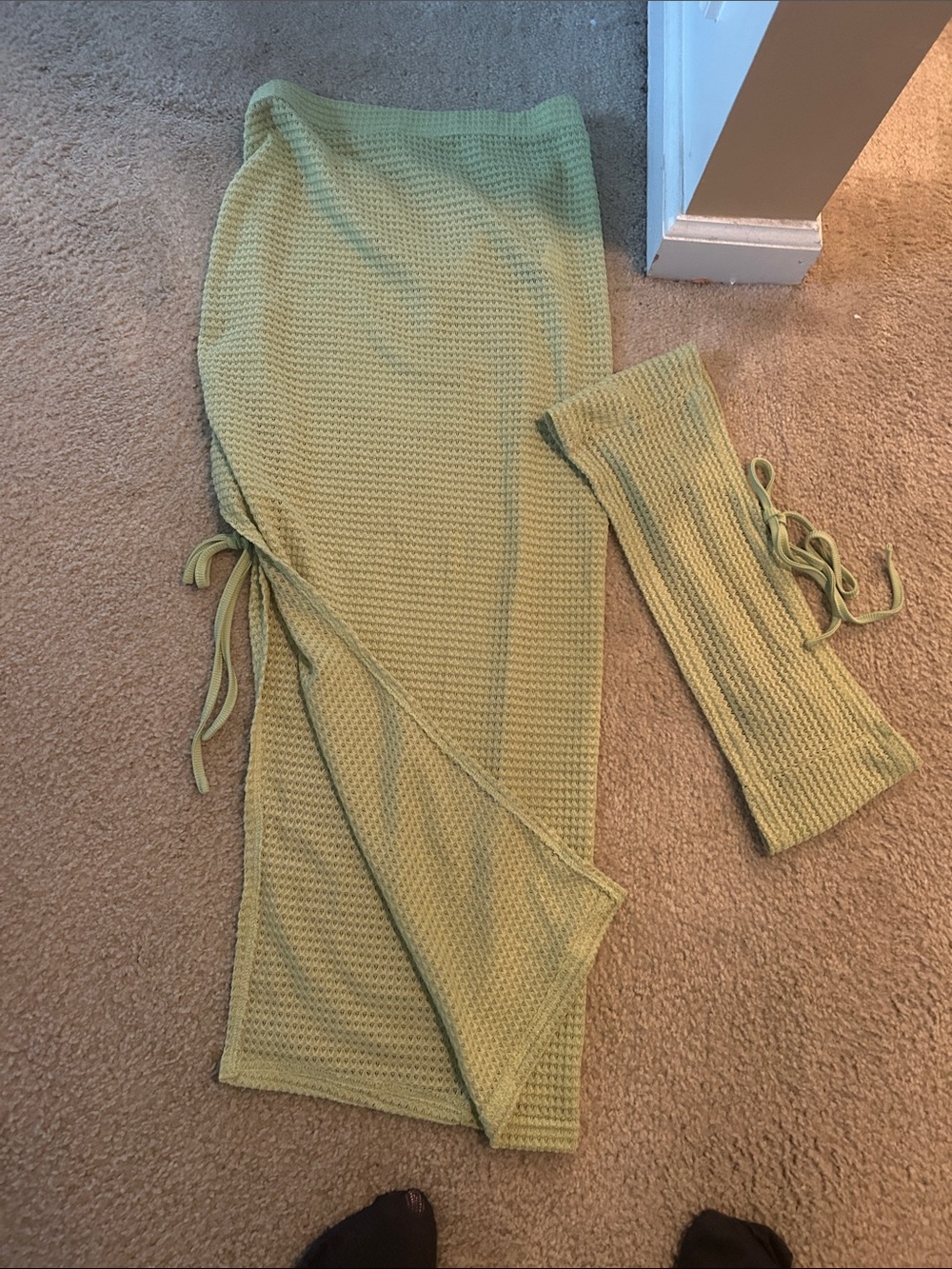 SHEIN Crochet Knit Two-Piece Swim Coverup Set in Light Green